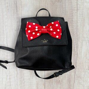 Kate Spade x Disney Minnie Mouse Black Leather Backpack with Red Polka Dot Bow